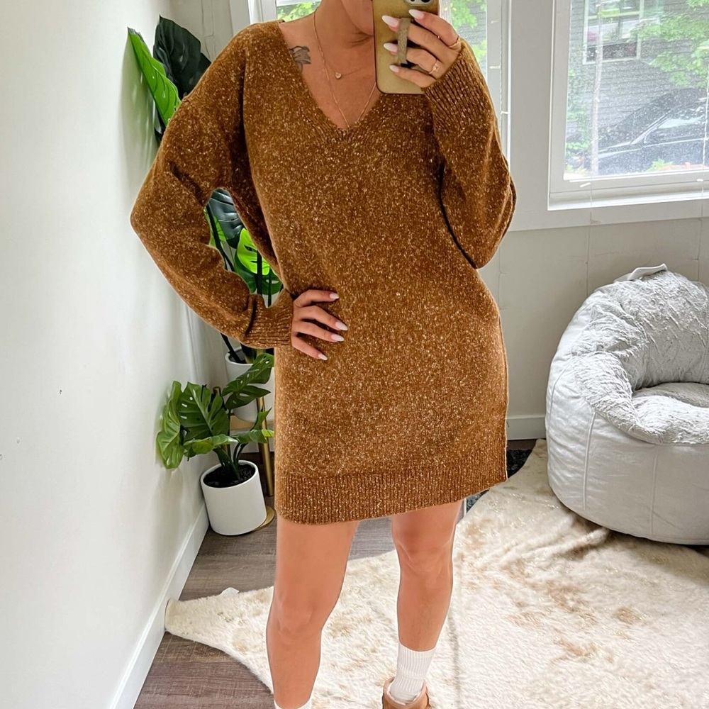 Treasure & Bond Brown Knit Mini Dress